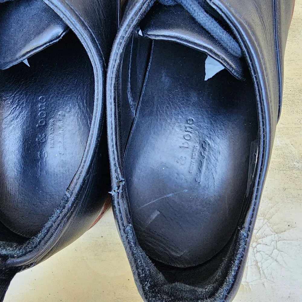 Rag & Bone Liam EU 44 US 11 Black Leather Oxford Cap Toe Derby Shoes Made Italy